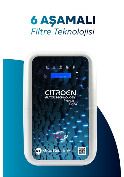 Dijital Pompalı 6 Filtreli Alkali Ph 9 Su Arıtma Cihazı Beyaz