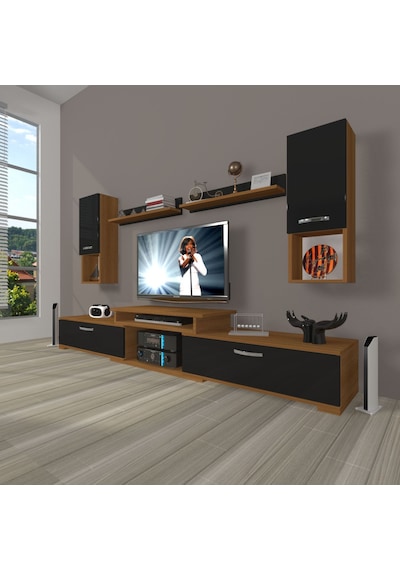 Decoraktiv Flex 5da Slm Tv Ünitesi Tv Sehpası Ceviz - Siyah