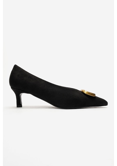 Luvi Shoes Delhı Siyah Süet Tokalı Kadın Topuklu Ayakkabı