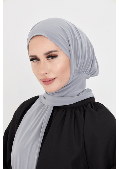 Hürrem Bone Gri Pratik Hazır Geçmeli Tesettür Bone Sandy Boyunluklu Çıtçıtlı 2505 15 Gri