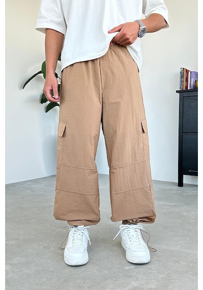 Kahverengi Paraşüt Kargo Bdg Ayarlanabilir Paça Baggy Pantolon Kahverengi