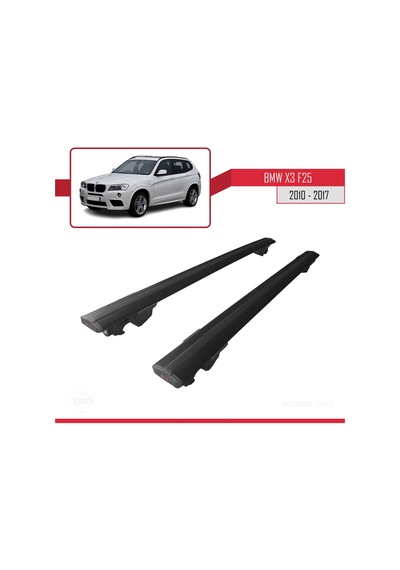 Bmw X3 F25 2010-2017 Arası İle Uyumlu Hook Model Anahtar Kilitli Ara Atkı Tavan Barı Siyah