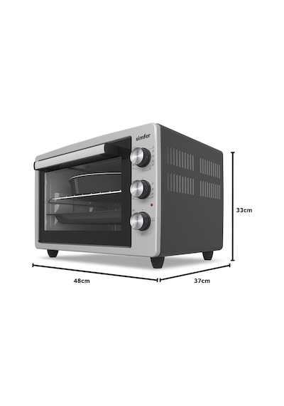 Simfer 3426 İnox Gri 34 LT Statik Mini / Midi Fırın - 4 Fonksiyon, Programlanabilir Pişirme & Isı Kontrol