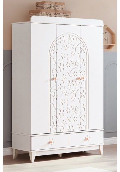 Gardırop, Garden 3 Kapaklı 2 Çekmeceli Dolap - Beyaz