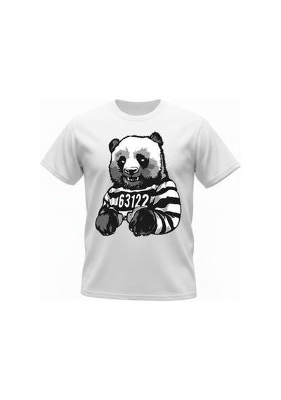 Urbantrendstore Unisex Panda Mahkum Temalı Oversize Fit Rahat Geniş Salaş T-shirt Günlük Tişört Beyaz