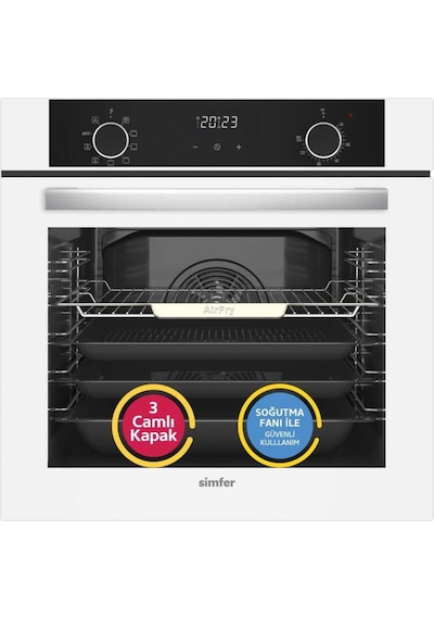 Simfer 10 Fonksiyon Airfry Beyaz 3'lü Ankastre Set (8216 Fırın + 3507 Ocak + 8739 Davlumbaz)