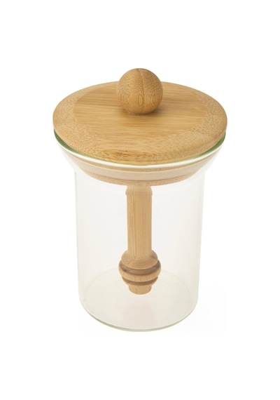Naturalovee Bambu Kaşıklı Bal Kavanozu - Şeffaf - 14,5 Cm Renkli