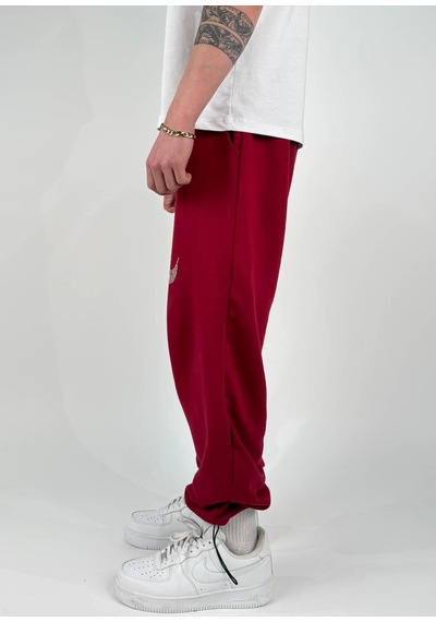 Zaee Yazlık Revenge Oversize Taşlı Eşofman Altı Bordo