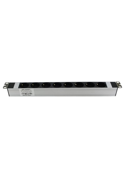 Amp Connect 19 İnç 1U 8 Çıkşlı  Şebeke Soketli Alüminyum Gövdeli