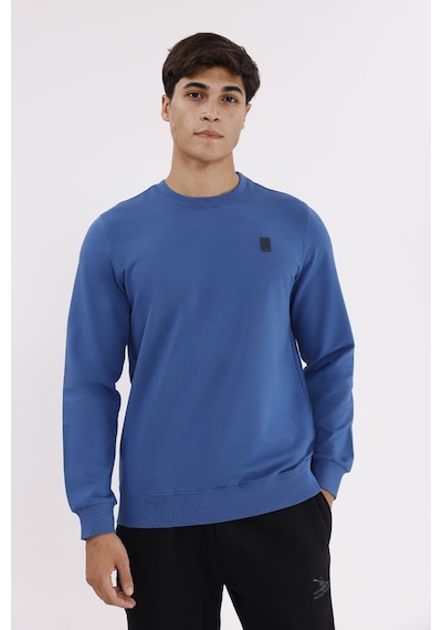 Rowinger Minimal Logolu Bisiklet Yaka Ribana Manşetli Rahat Kalıp Mevsimlik Sweatshirt İndigo