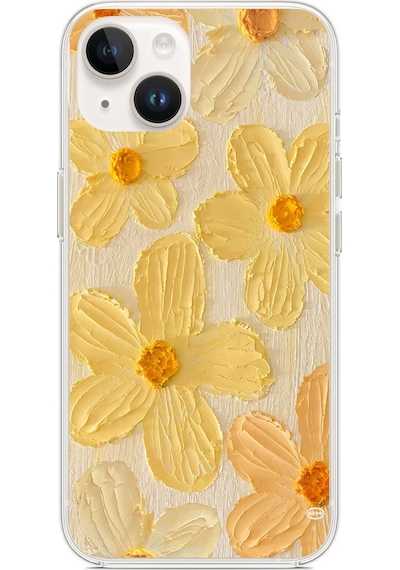 Apple Uyumlu iPhone 14 Plus  Güneşin Dokunuşu Sarı Papatya Baskılı Silikon Kılıf Renkli