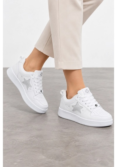 Ht Hotin Rhino Kadın Yıldız Detaylı Bağcıklı Günlük Sneaker Ayakkabı - Beyaz