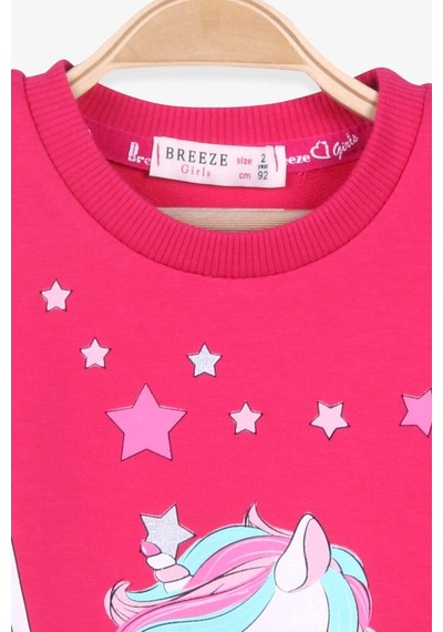 Breeze Kız Çocuk Sweatshirt Unicorn 2-6 Yaş, Fuşya (541263963)
