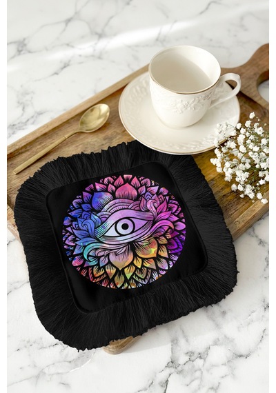 Spiritüel Lotus Göz Saçaklı Dekoratif Kumaş Peçete - Etnik Enerjik Siyah Bardak Altlığı Mendil Soft Ayışığı Şampanya Spiritüel Lotus Göz Saçaklı Dekoratif Kumaş Peçete - Etnik Enerjik Siyah Bardak Altlığı Mendil Soft Ayışığı Şampanya
