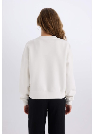 DeFacto Loose Fit Bisiklet Yaka Baskılı Kalın Kumaş Sweatshirt E3388AXNSWT32