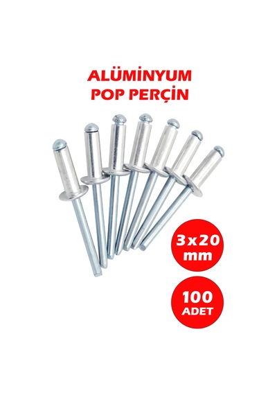3x20 Alüminyum Pop Perçin 100 Adet