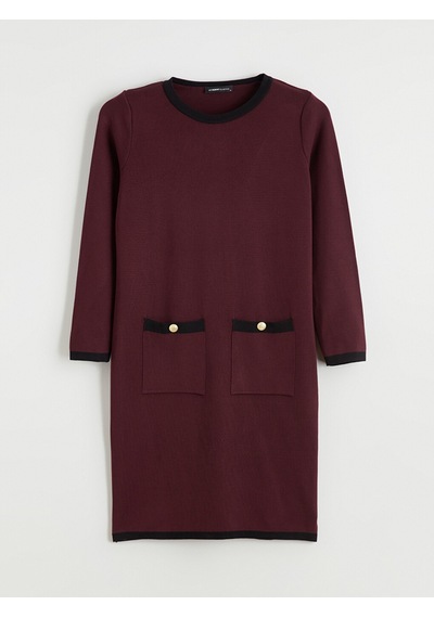 Lcwaıkıkı Classic Bordo Bisiklet Yaka Triko Elbise