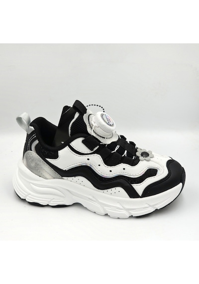 Lescon Jelly Siyah Beyaz Makara Bağcıklı Kız Çocuk Sneaker Spor Ayakkabı