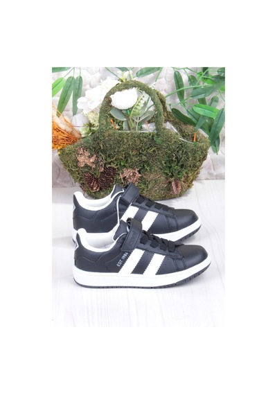 Fort Cool Cooper Rahat Esnek Sneaker Erkek Çocuk Spor Ayakkabı SİYAH-BEYAZ