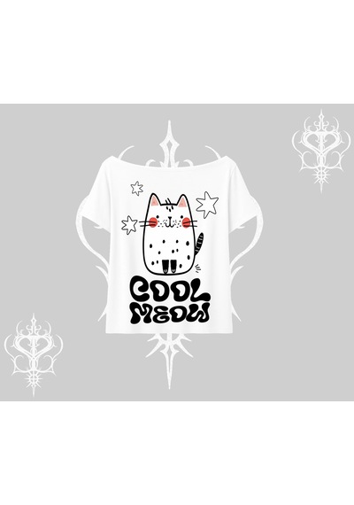 Tarzsokak Cool Meow Yazılı Sevimli Kedi Arka Baskılı Kayık Yaka Tshirt Beyaz Tarzsokak Cool Meow Yazılı Sevimli Kedi Arka Baskılı Kayık Yaka Tshirt Beyaz
