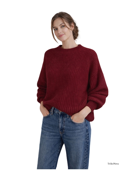 Trikonova Oversize Triko Kazak Bordo