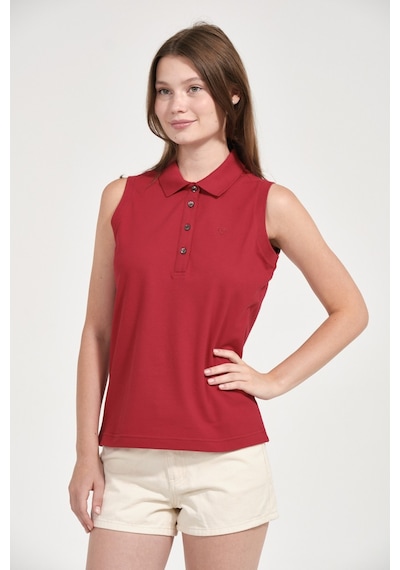 Kadın Regular Fit Kolsuz Polo Kirmizi