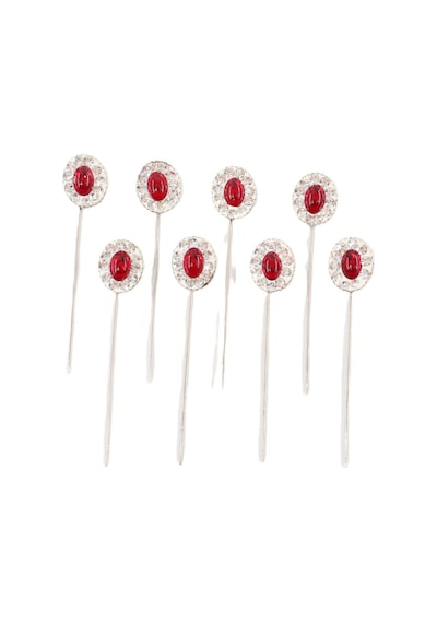 Numetal 8 Li Bordo Yakut Taşlı Eşarp İğnesi. Şal İğnesi. Türban İğnesi. Başörtü İğnesi. Eşarp Ve Şal İğnesi. Gümüş