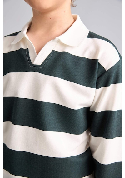 Defacto New Regular Fıt Apaş Yaka Yeşil Sweatshirt Erkek Çocuk H7130a826augn536 Yeşil-gn536