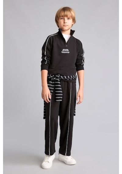 Defacto Oversıze Uzun Kollu Dik Yaka Pamuklu Baskılı Siyah Sweatshirt Erkek Çocuk H9606a826aubk81 Siyah-bk81