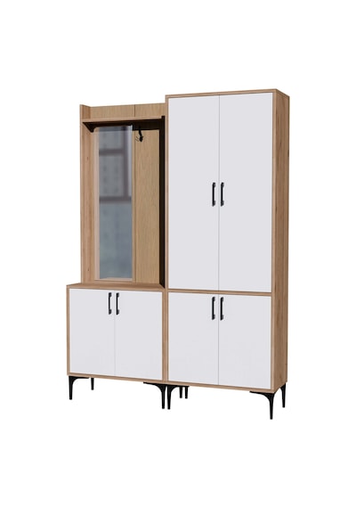 Set 5022-5032 Royal Sol Aynalı 6 Kapaklı 7 Askılı Portmanto Sepet