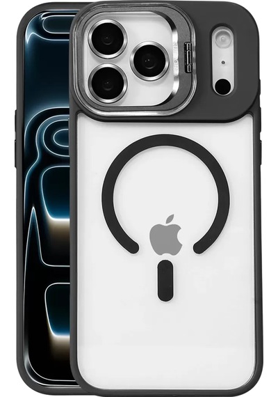 Joko Apple İphone 17 Pro Max Remim Lensli Magsafe Standlı Kapak - Siyah Beyaz