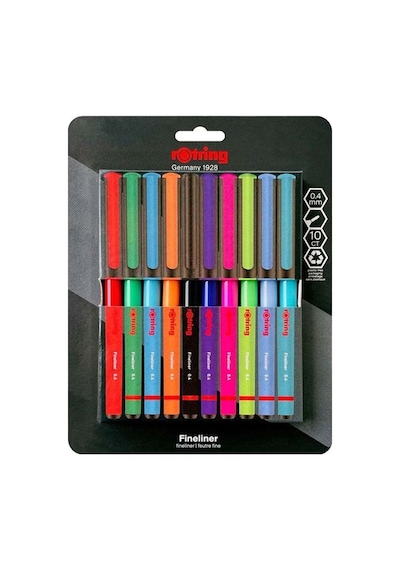 Rotring Liner Keçe Uçlu Kalem 10 Lu Bls Karışık Çok Renkli