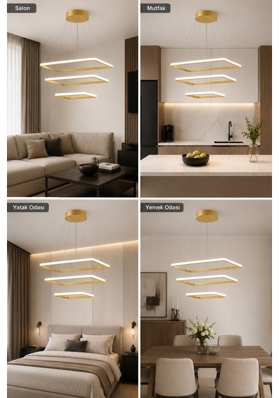 Diva 3'lü Led Sarkıt Avize 3 Renk Kumandalı Eskitme