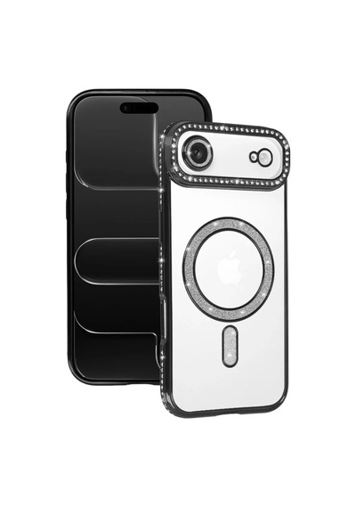 Newface Apple İphone 17 Air Joke Simli Magneticsafe Kılıf - Siyah
