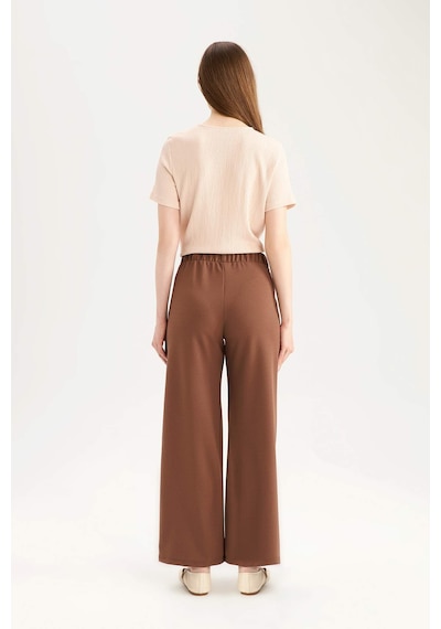 DeFacto Regular Fit Cepli Krep Geniş Paça Palazzo Pantolon E5759AX25SPBN519