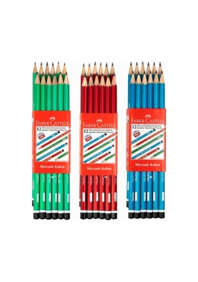 Faber Castell Mercanlı Kurşun Kalem 36 Adet 3 Renk Çok Renkli
