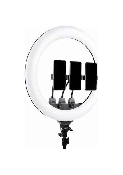 Tr 22 İnç Profesyonel Ring Light 3 Telefon Tutuculu, 3 Işık Modlu, Kademesiz Parlaklık Ayarlı, Çift Usb Çık
