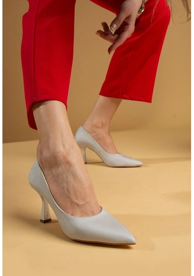 Feles Kadeh Topuklu Kadın Stiletto Ayakkabı GÜMÜŞ
