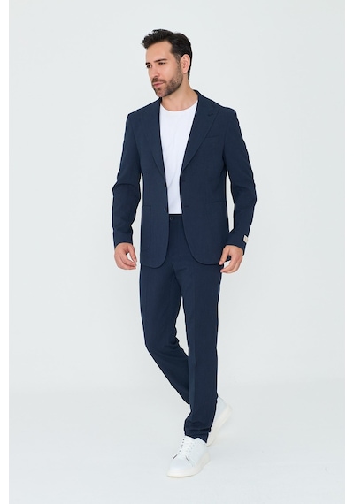 Lacivert Sivri Yaka 6 Drop Regular Fit Erkek Günlük Takım Elbise Laci