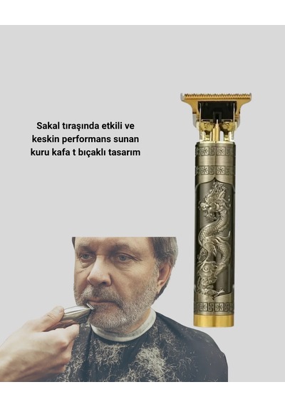 Ergonomik T Bıçaklı Saç Sakal Tıraş Makinesi 3 Başlıklı