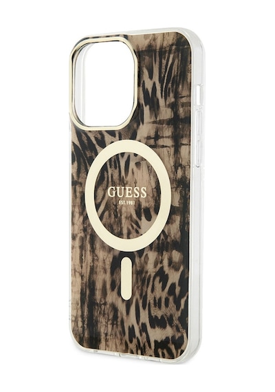 Apple Uyumlu iPhone 14 Pro Kılıf Guess Magsafe Şarj Özellikli Leopar Desenli Kapak