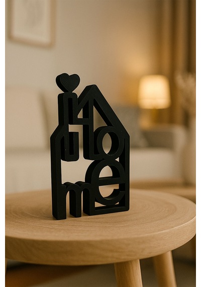 Home Temalı Dekoratif Figür Kalpli Çatı Tasarımı Siyah - 720773322