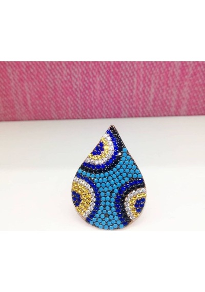 Oriental Kuyumculuk Jewellery Nazar Boncuklu Damla Rose Gümüş Yüzük Rose