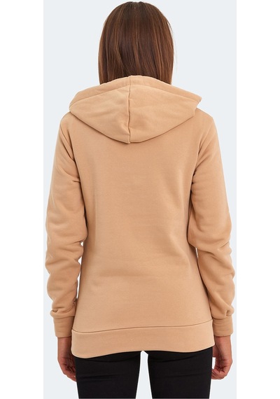 Slazenger KESHIAN IN Kadın Kapüşonlu Cepli Açık Kahve Sweatshirt