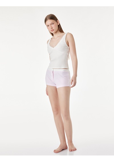 Koton Beli Lastikli Düğme Detaylı Rahat Kesim Pamuklu Şort Pijama Altı Pınk Strıpe 6slk80037mk Pembe Koton Beli Lastikli Düğme Detaylı Rahat Kesim Pamuklu Şort Pijama Altı Pınk Strıpe 6slk80037mk Pembe