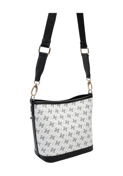 Silver & Polo Silver Polo Beyaz - Siyah Monogram Kadın Omuz Çantası Sp1284