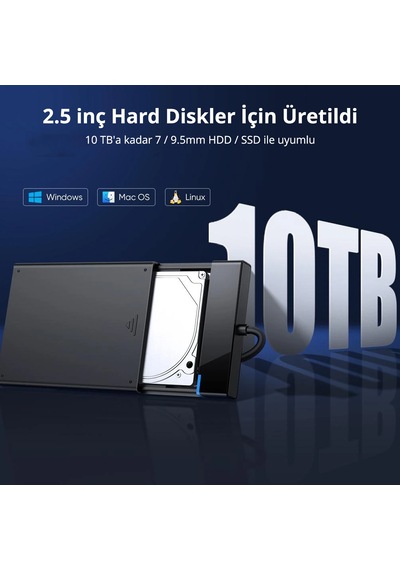Ugreen Usb 3.0 2.5 İnch Sata Hard Disk Kutusu, Siyah 30847