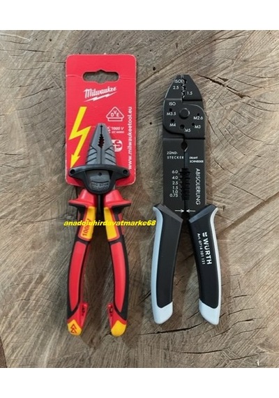 Milwaukee 180mm Pense Cobalt Çelik 1000v 3fonk Würth Kablo Sıkma Pense 2set Diğer