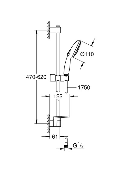 Grohe Tempesta 110 Sürgülü Duş Seti, 3 Akışlı Krom, 26917003 Krom