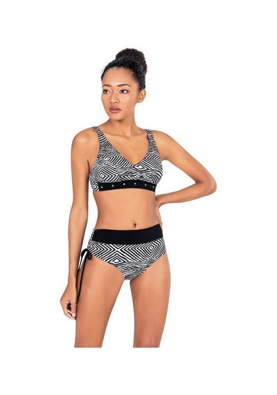 Endeep Kadın Zebra Desenli Yüksek Bel Toparlayıcı Bikini Takımı
